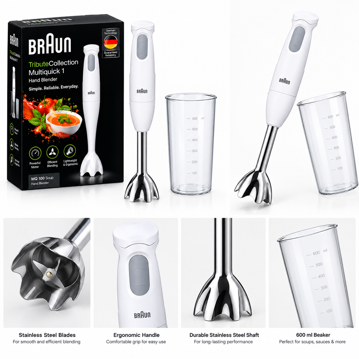 BRAUN Multi Quick 1 MQ 100 Hand Blender | Soup Blender