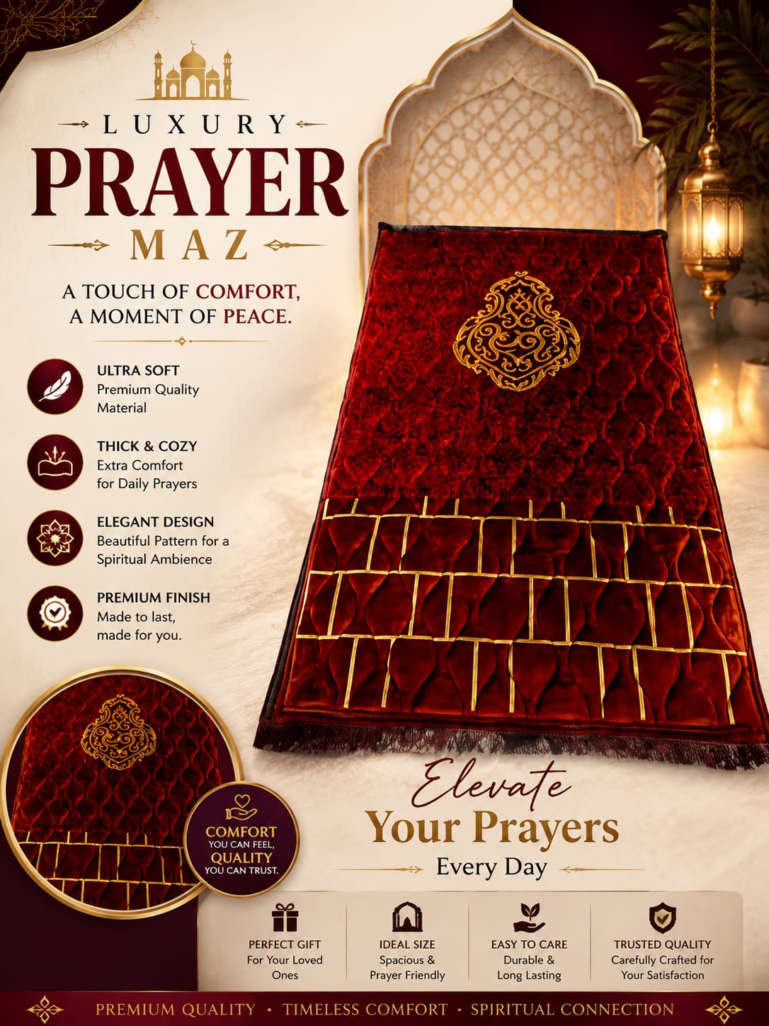 Ruby Red Luxury Prayer Mat