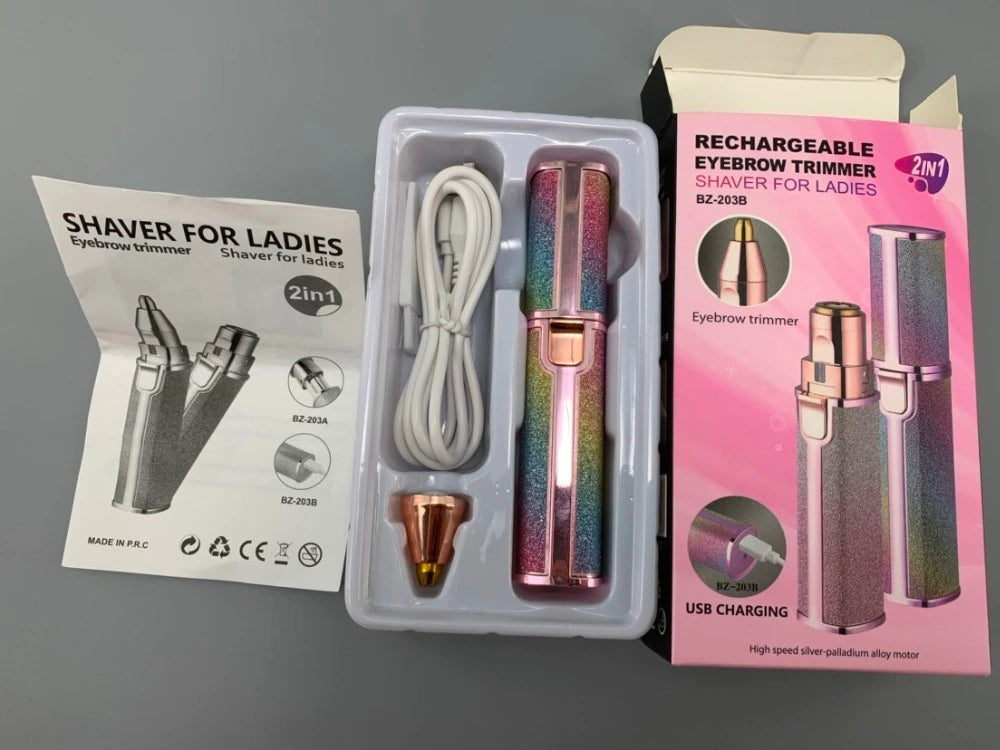 2-in-1 Rechargeable Eyebrow & Facial Hair Trimmer for Women