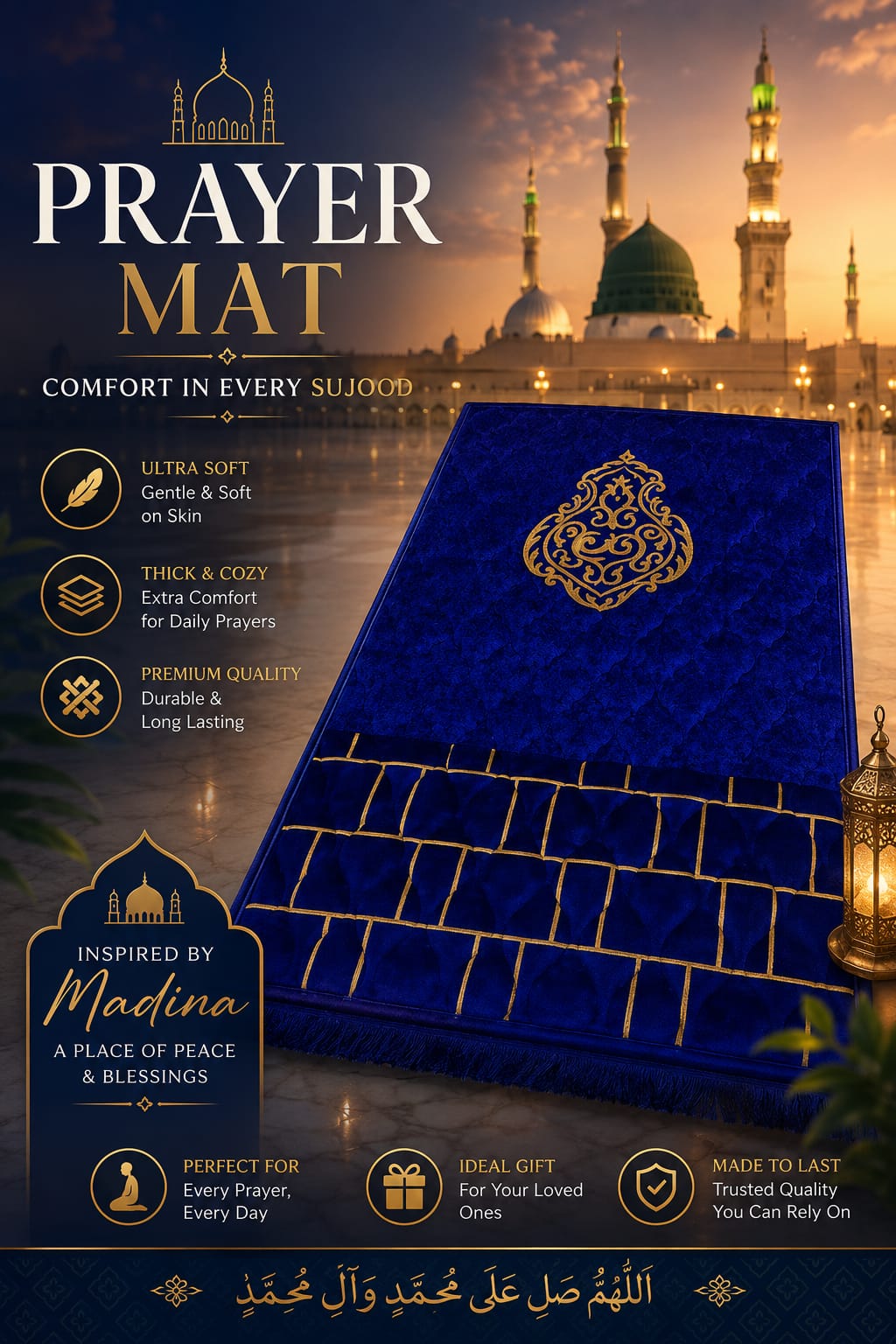 Royal Blue Madina Prayer Mat