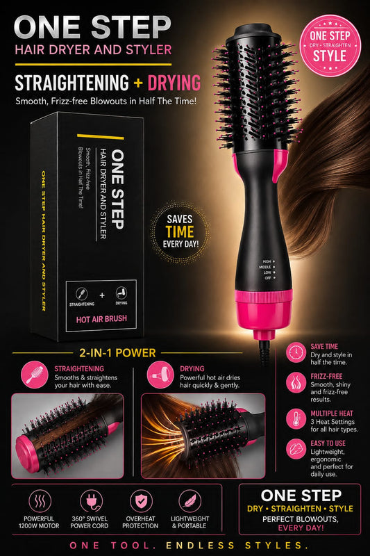 2-in-1 Hair Dryer & Straightening Brush